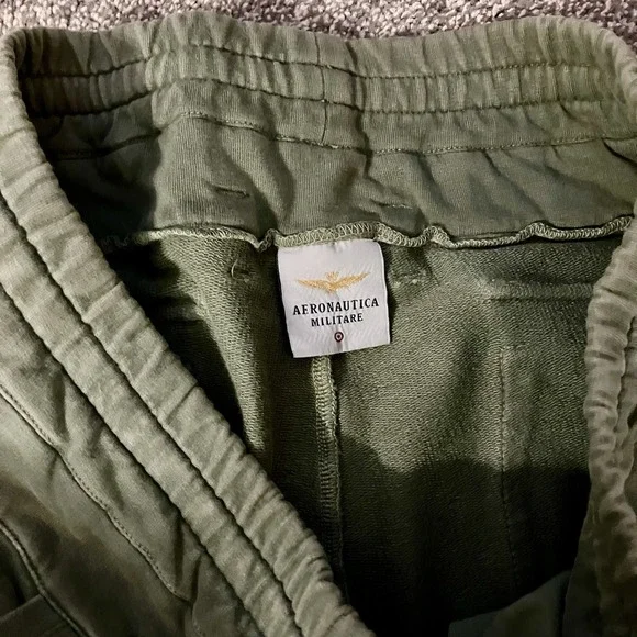 Aeronautica Militare Italy Small/Medium Men's Jogger Sweatpants Olive Green Logo